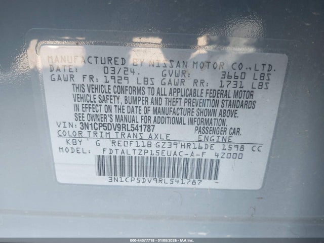 3N1CP5DV9RL541787 Nissan Kicks Sr Xtronic Cvt