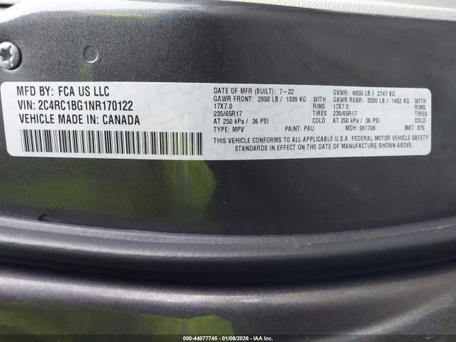 2022 CHRYSLER PACIFICA 2C4RC1BG1NR170122 Photo 8