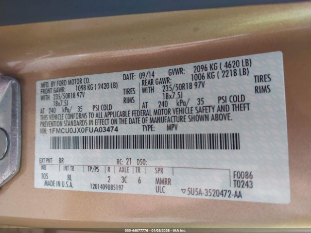 2015 FORD ESCAPE 1FMCU0JX0FUA03474 Photo 8