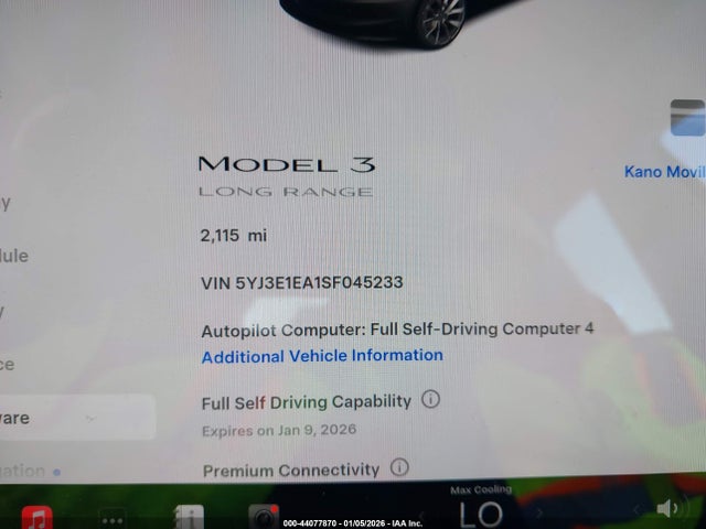 Продаж на аукціоні авто 2025 Tesla Model 3 Long Range Rear-wheel Drive/standard Rear-wheel Drive, vin: 5YJ3E1EA1SF045233, номер лоту: 44077870