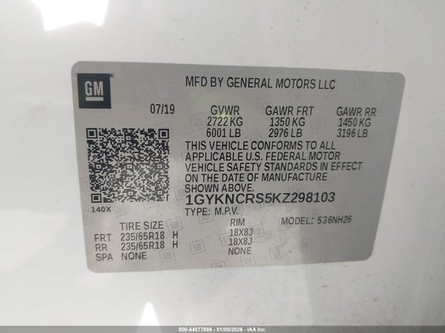 2019 CADILLAC XT5 1GYKNCRS5KZ298103 Photo 8