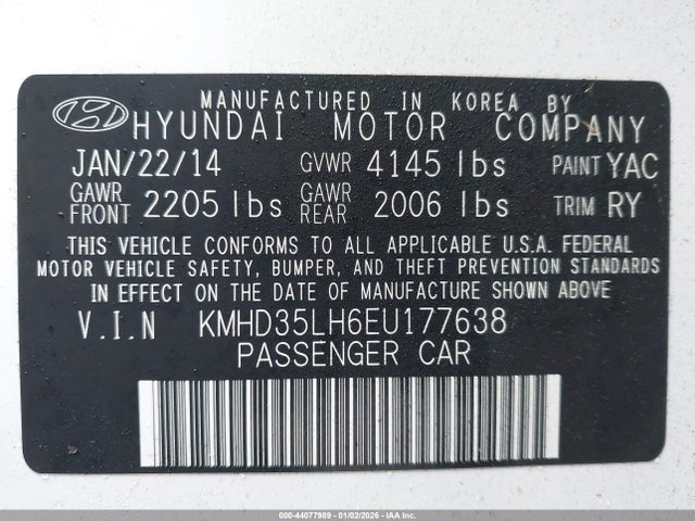 KMHD35LH6EU177638 Hyundai ELANTRA GT