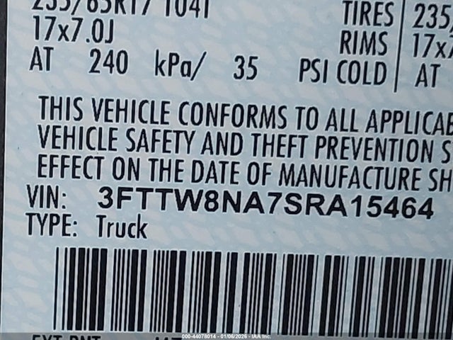 3FTTW8NA7SRA15464 Ford Maverick Tremor