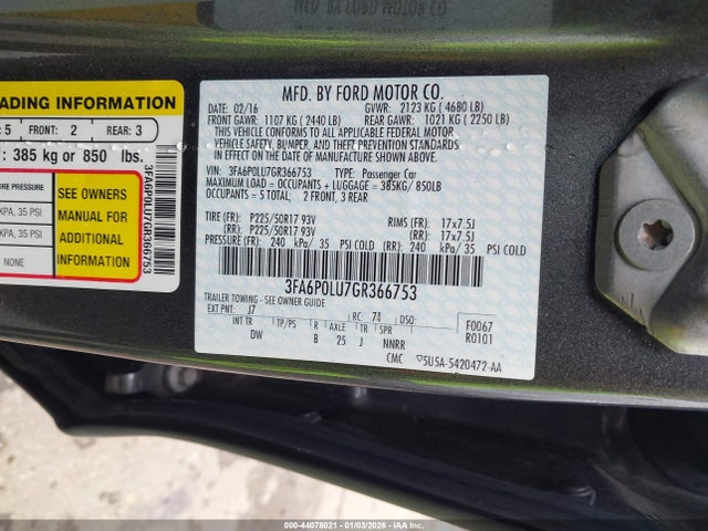 Ford Fusion Hybrid Se 2016 3FA6P0LU7GR366753 Image 9