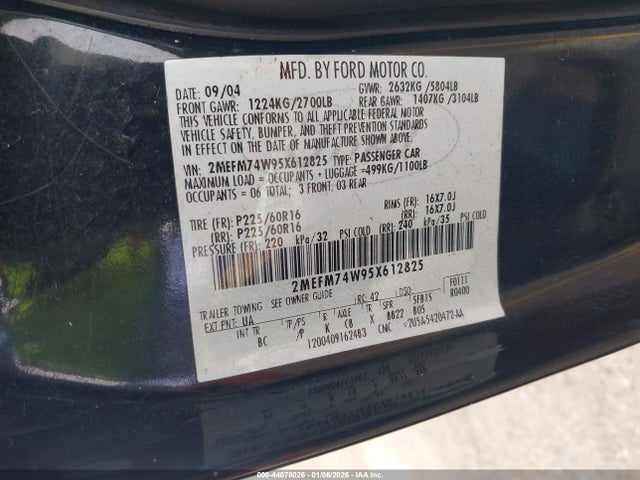 2005 MERCURY GRAND MARQUIS 2MEFM74W95X612825 Photo 8