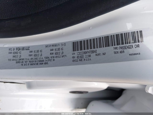Aukcja sprzedaży 2015 Chrysler 200 Limited, vin: 1C3CCCABXFN728642, numer aukcji: 44078121