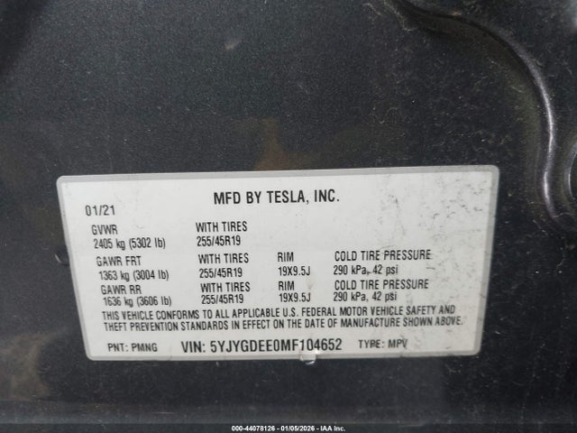 2021 TESLA MODEL Y 5YJYGDEE0MF104652 Photo 8
