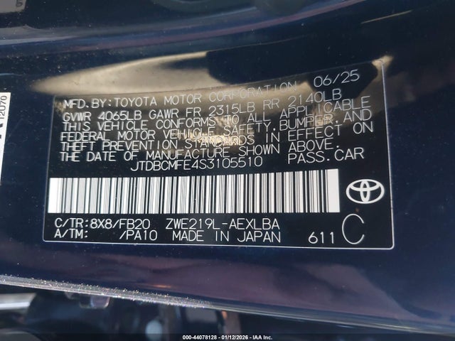Toyota Corolla Hybrid Le 2025 JTDBCMFE4S3105510 Image 9