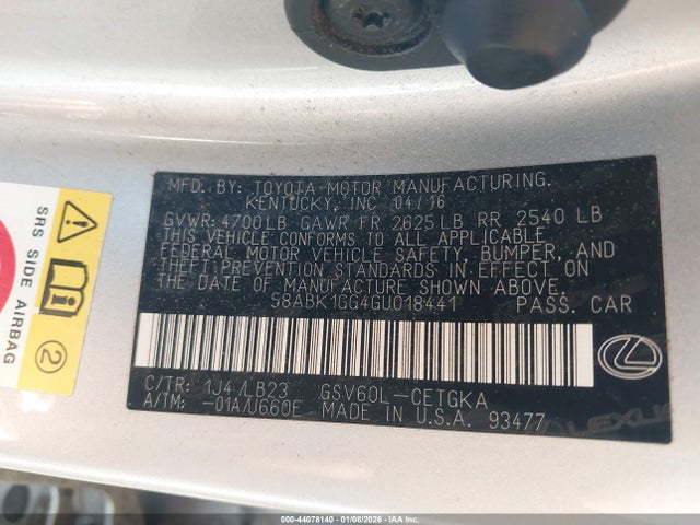 2016 LEXUS ES 350 58ABK1GG4GU018441 Photo 8