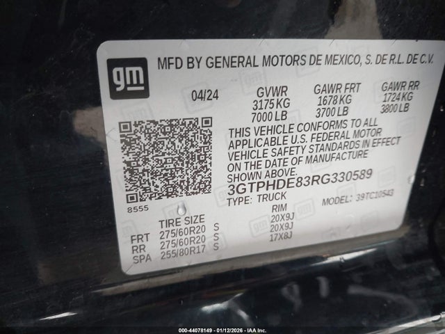 2024 Gmc Sierra 1500 2wd  Short Box Slt მანქანა იყიდება აუქციონზე, vin: 3GTPHDE83RG330589, აუქციონის ნომერი: 44078149