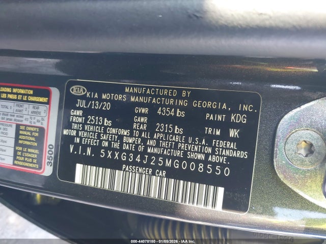 5XXG34J25MG008550 KIA K5 EX