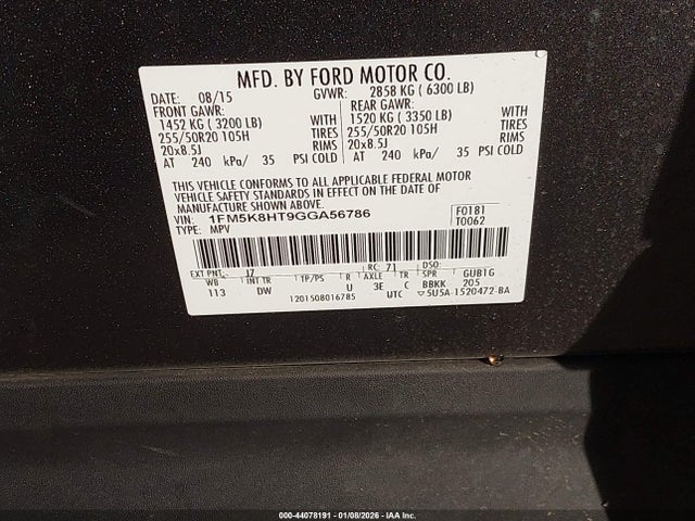 Ford Explorer Platinum 2016 1FM5K8HT9GGA56786 Image 9