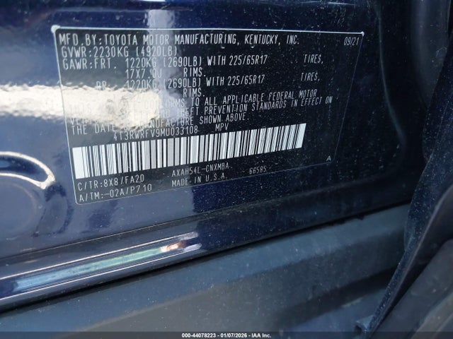 4T3RWRFV9MU033108 Toyota Rav4 Hybrid Xle