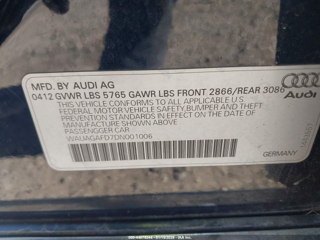 2013 AUDI A8 WAUAGAFD7DN001006 Photo 8