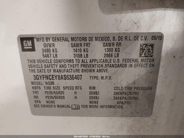 2010 CADILLAC SRX 3GYFNCEY8AS636407 Photo 8