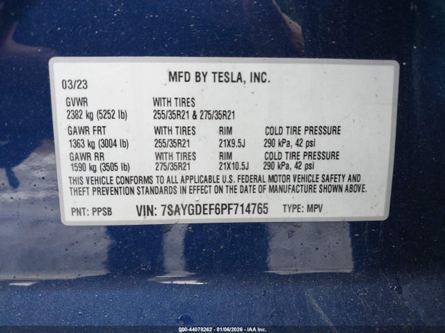 2023 TESLA MODEL Y 7SAYGDEF6PF714765 Photo 8
