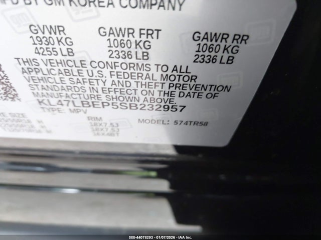 44078293 :رقم المزاد ، KL47LBEP5SB232957 vin ، 2025 Buick Envista Sport Touring Fwd مزاد بيع