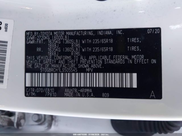 2020 TOYOTA HIGHLANDER 5TDGBRCH1LS505545 Photo 8