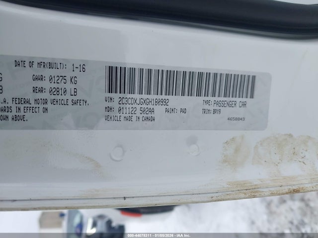 Продажа на аукционе авто 2016 Dodge Charger Sxt, vin: 2C3CDXJGXGH180992, номер лота: 44078311