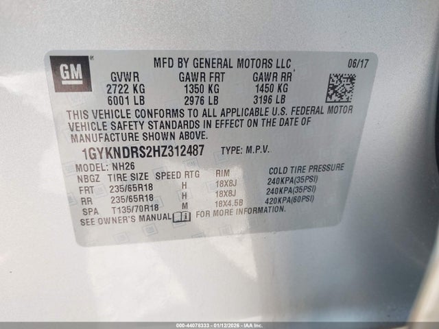 2017 CADILLAC XT5 1GYKNDRS2HZ312487 Photo 8