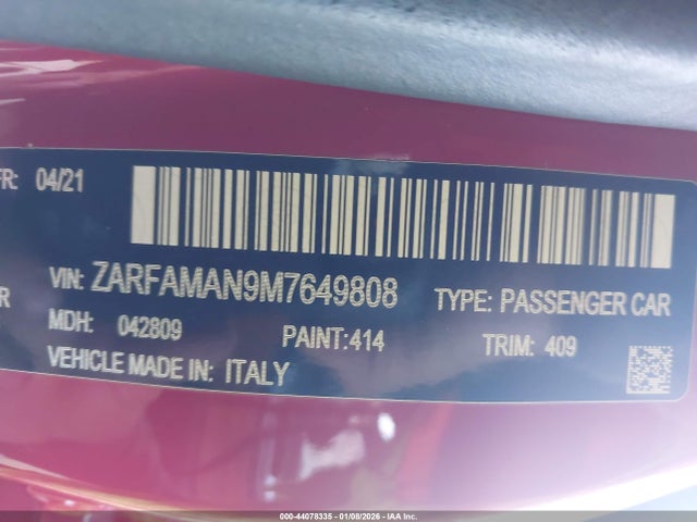 2021 ALFA ROMEO GIULIA ZARFAMAN9M7649808 Photo 8
