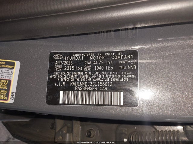 KMHLM4DJ3SU158612 Hyundai Elantra Hybrid Blue