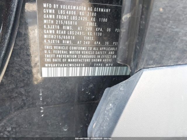 2012 VOLKSWAGEN TIGUAN WVGAV7AX4CW524016 Photo 8