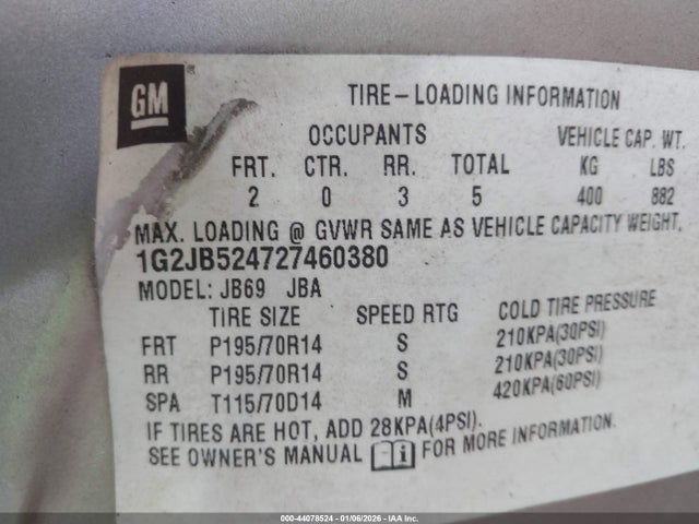 2002 PONTIAC SUNFIRE 1G2JB524727460380 Photo 8
