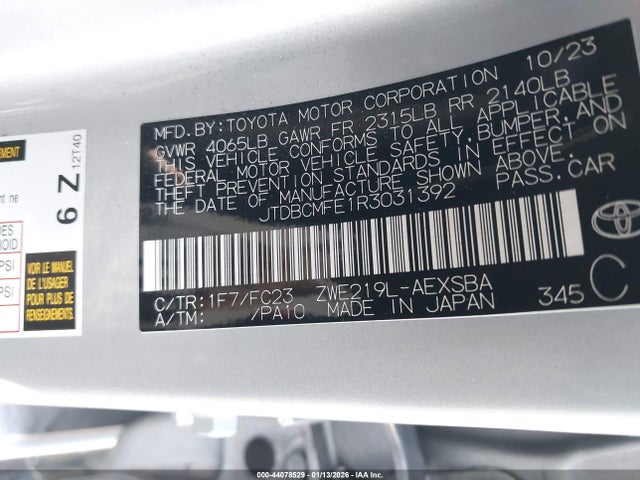 JTDBCMFE1R3031392 Toyota Corolla Hybrid Se