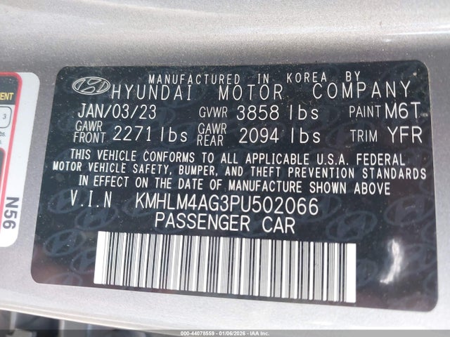 KMHLM4AG3PU502066 Hyundai ELANTRA SEL