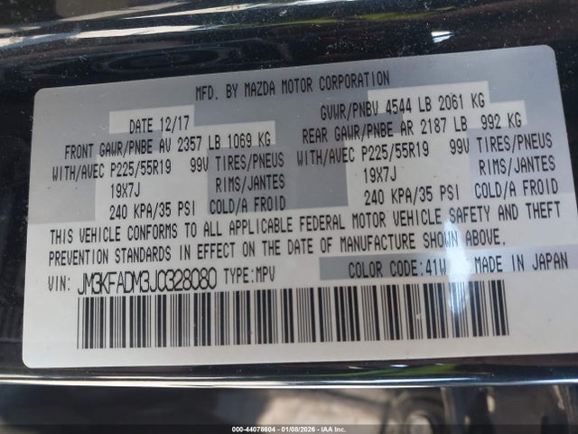 Mazda Cx-5 Grand Touring 2018 JM3KFADM3J0328080 Image 9