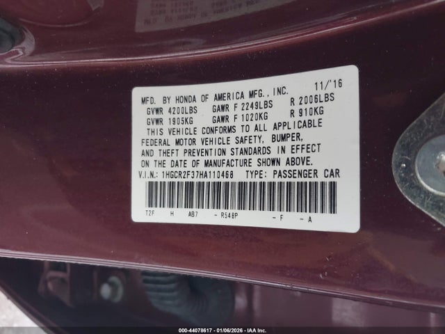 1HGCR2F37HA110468 Honda ACCORD LX