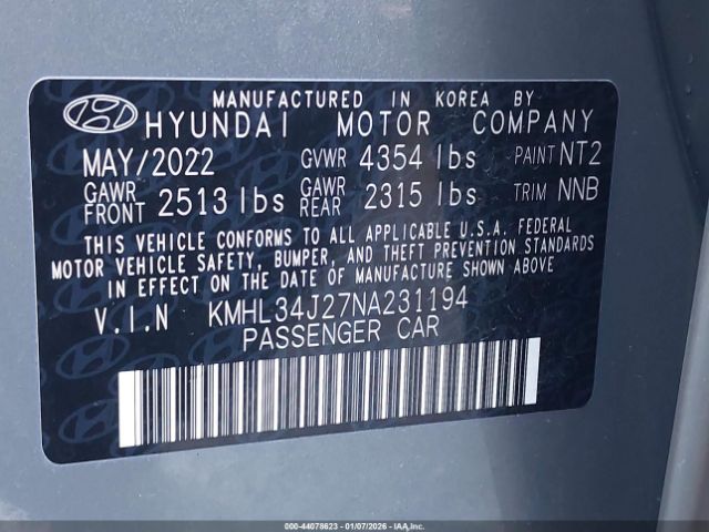 2022 HYUNDAI SONATA KMHL34J27NA231194 Photo 8