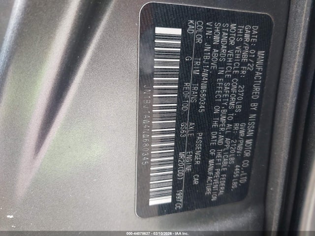 JN1BJ1AW4NW680345 Nissan Rogue Sport S Awd Xtronic Cvt