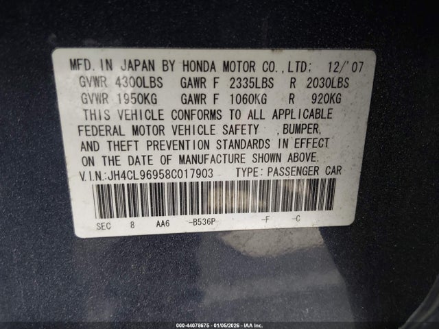 2008 ACURA TSX JH4CL96958C017903 Photo 8