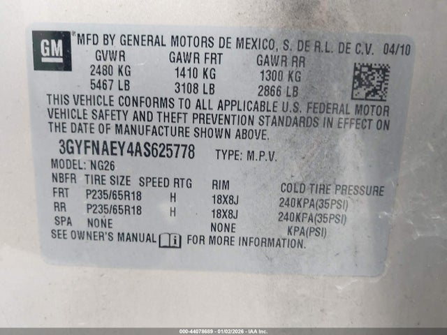 2010 CADILLAC SRX 3GYFNAEY4AS625778 Photo 8