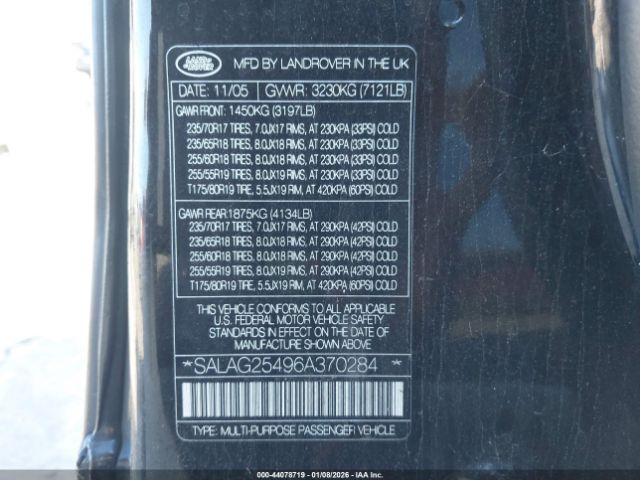 2006 LAND ROVER LR3 SALAG25496A370284 Photo 8