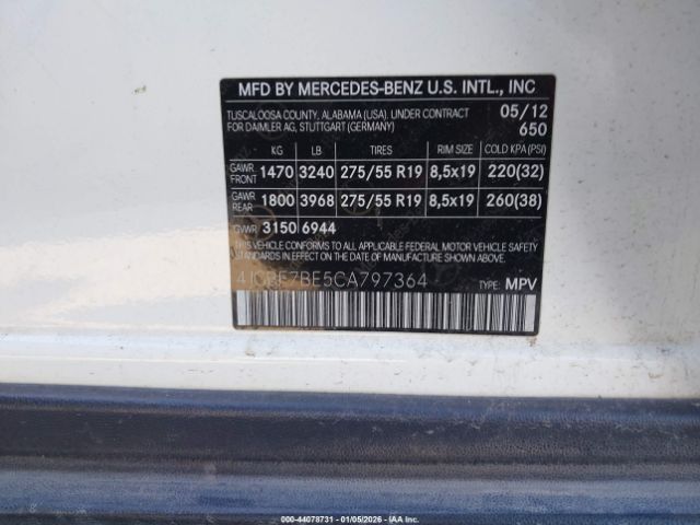 2012 MERCEDES-BENZ GL 450 4JGBF7BE5CA797364 Photo 8