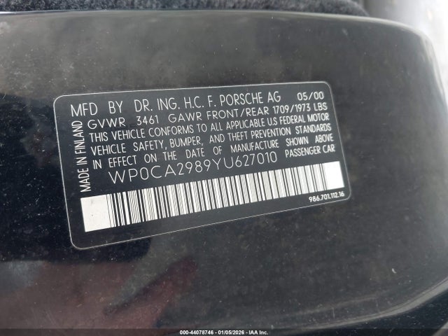 2000 PORSCHE BOXSTER WP0CA2989YU627010 Photo 8