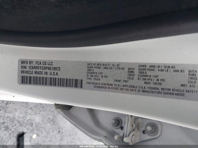 44078764 :رقم المزاد ، 1C6RRFFG9PN518973 vin ، 2023 Ram 1500 Big Horn  4x4 5'7 Box مزاد بيع