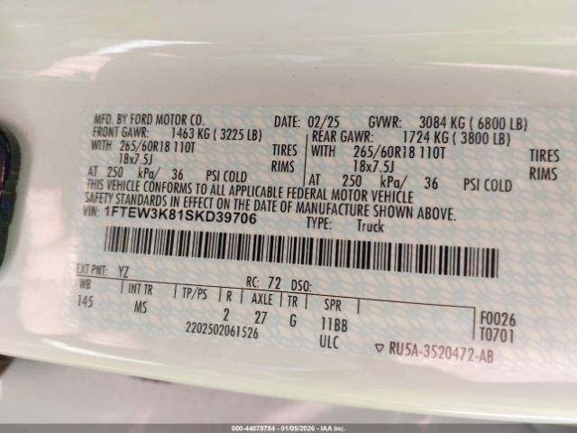 2025 FORD F-150 1FTEW3K81SKD39706 Photo 8