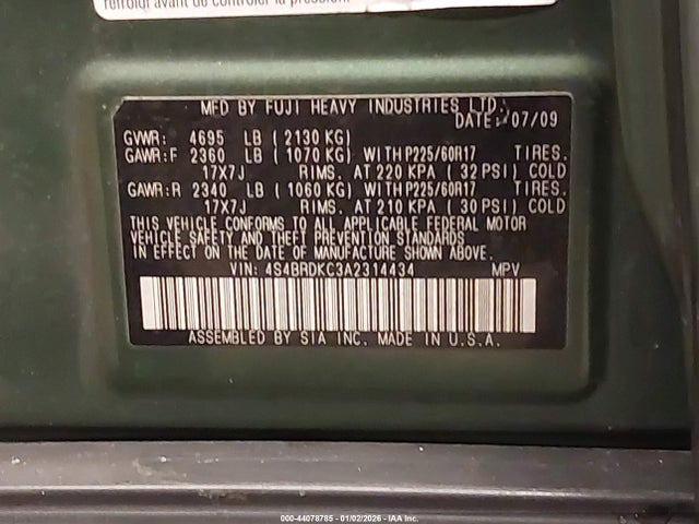 2010 SUBARU OUTBACK 4S4BRDKC3A2314434 Photo 8