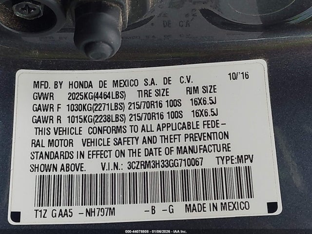 3CZRM3H33GG710067 Honda CR-V LX