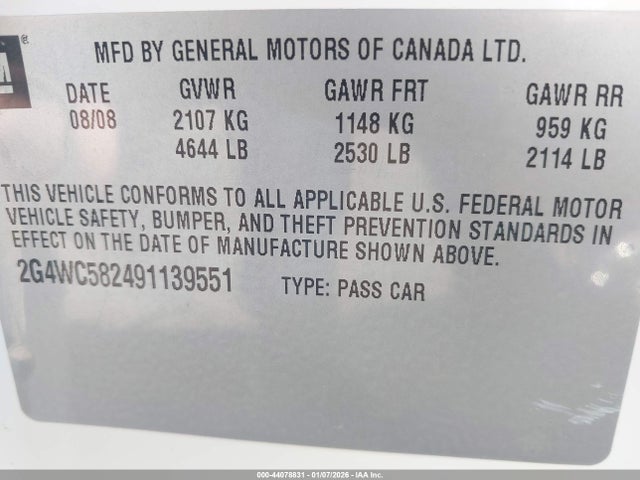 2009 BUICK LACROSSE 2G4WC582491139551 Photo 8
