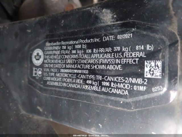 2021 CAN-AM SPYDER ROADSTER 2BXNBDD22MV001933 Photo 9