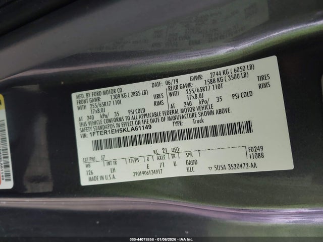 1FTER1EH5KLA61149 Ford RANGER XL