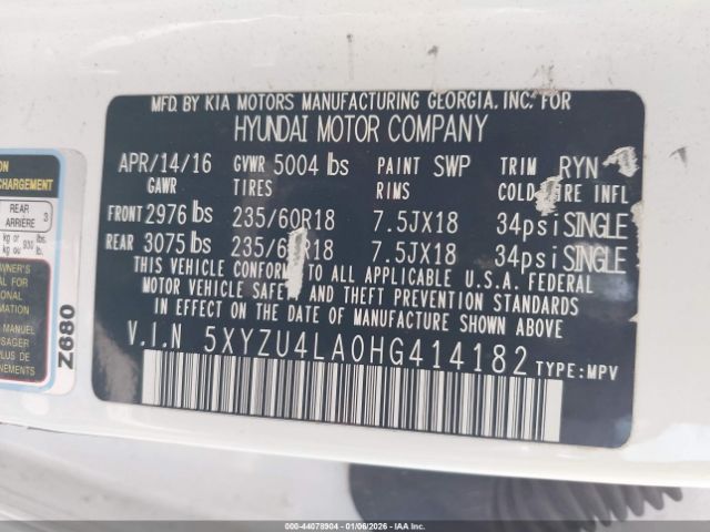 2017 HYUNDAI SANTA FE SPORT 5XYZU4LA0HG414182 Photo 8