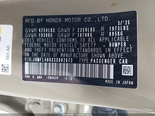 2025 HONDA CIVIC HYBRID JHMFL4H8XSX002673 Photo 8