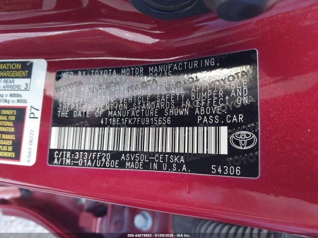 2015 TOYOTA CAMRY 4T1BF1FK7FU915656 Photo 8