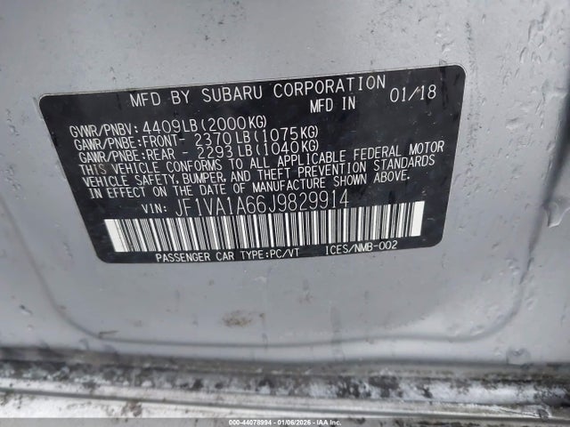 2018 SUBARU WRX JF1VA1A66J9829914 Photo 8
